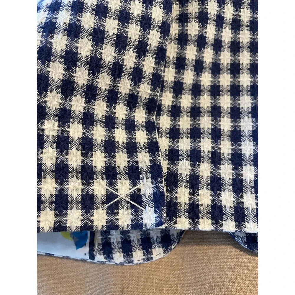 James Morgan Boys Gingham Blazer Size 16 Blue White Patch Pockets Elbow Patches